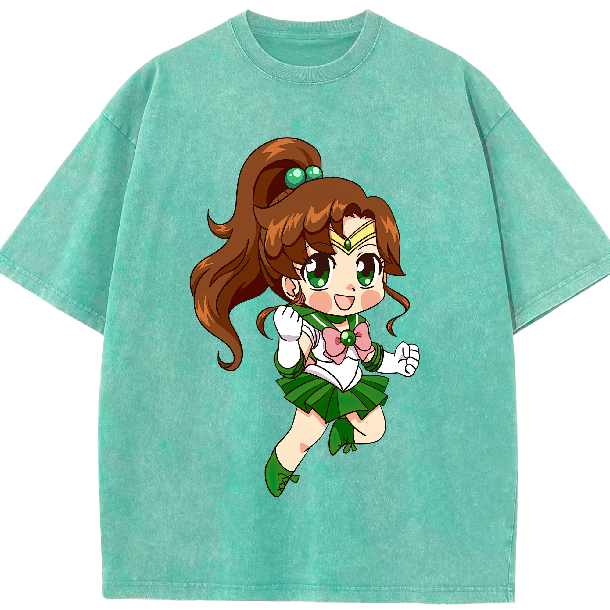 （画像用） 美少女戦士セーラームーン 木野 まこと きの まこと Sailor Moon Kino Makoto （セーラージュピター；Sailor Jupiter） 綿100% ヴィンテージ風 半袖Tシャツ（フロントプリント）